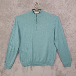 Johnnie O Sully Quarter Zip Pullover Mens M Silk Blend Sweater Golf Casual Green